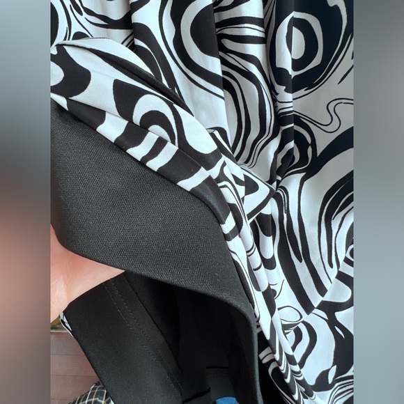 Précis Black White Swirl Print Midi Dress Maximalist V-Neck Retro Y2K Size 8 - Picture 4 of 9